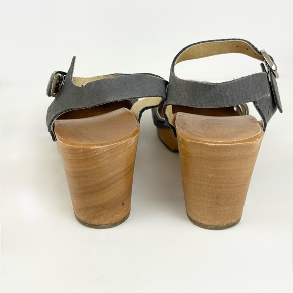 Kulik Swedish Handmade Gray Leather Basket Wooden Sandal Clogs Womens EU 37 US 7 - Picture 7 of 16